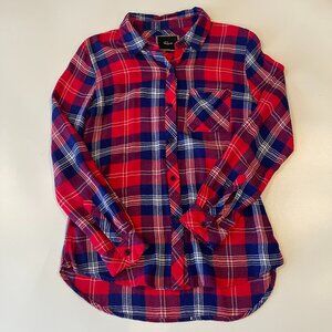 RAILS Small Plaid Button Up Long Sleeve Shirt Rayon Long Lightweight Red